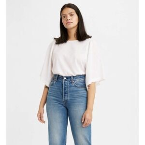 JR584 Levi's White Juniors' Lucy Dolman-Sleeve Top Size XS